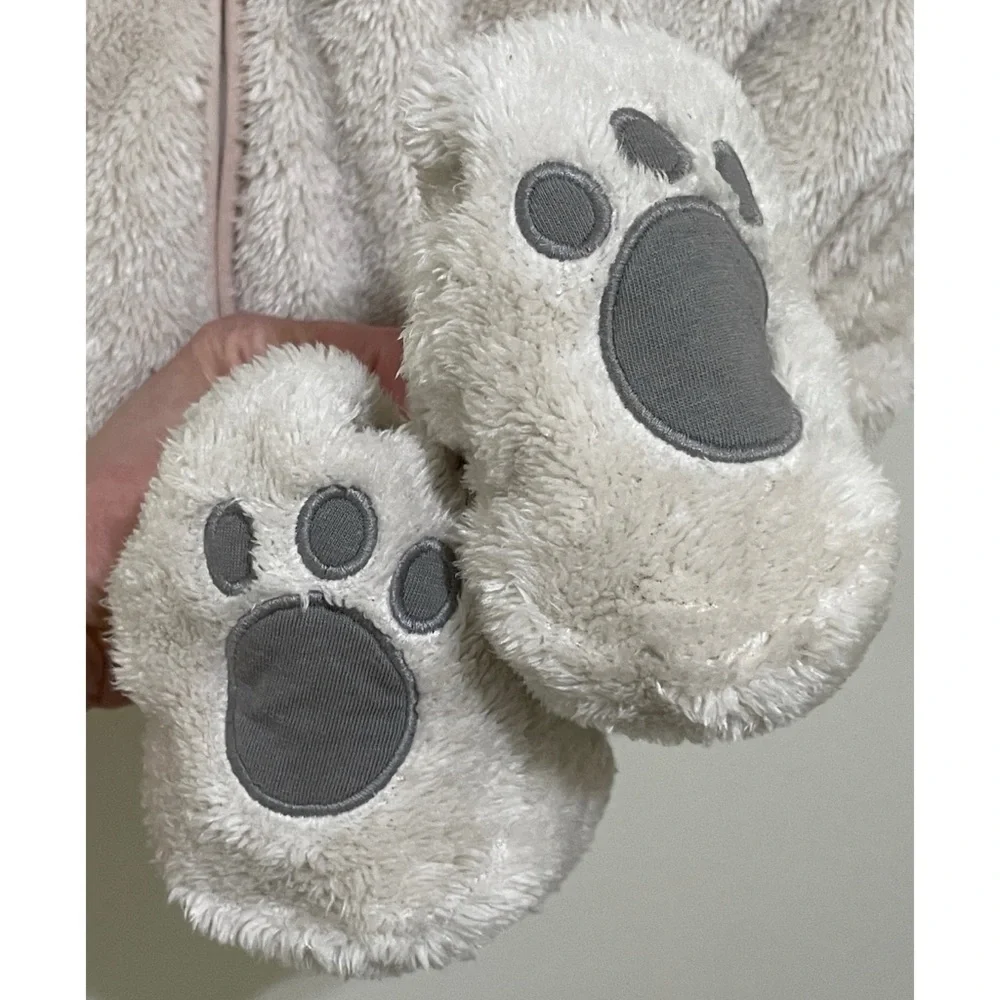 JoJo Maman Bebe Mocha Bear Cozy Pramsuit, Size 9-12 Months